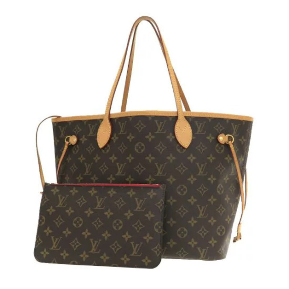 Louis Vuitton Monogram Neverfull Tote Bag Canvas Leather Brown